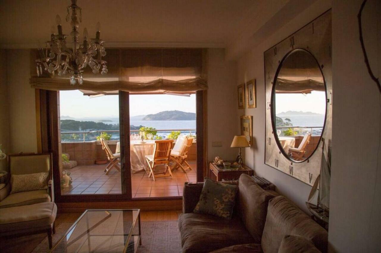Inmejorables Vistas A Las Islas Cies Baiona Bagian luar foto