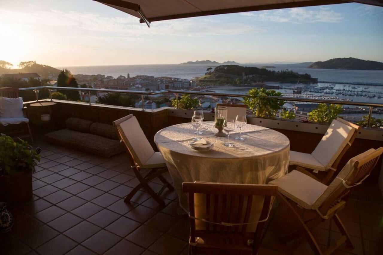 Inmejorables Vistas A Las Islas Cies Baiona Bagian luar foto